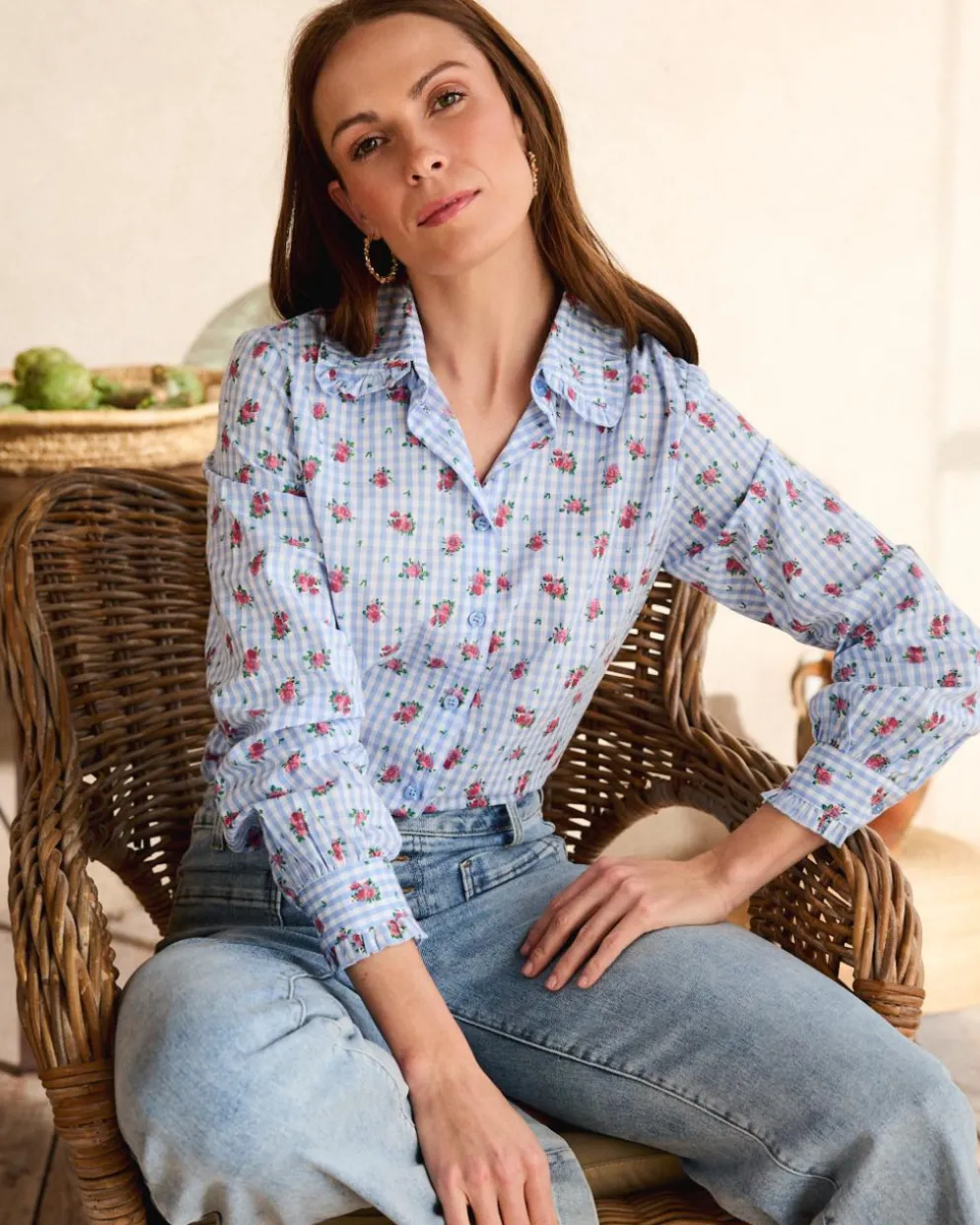 Camisa Vichy Rosas