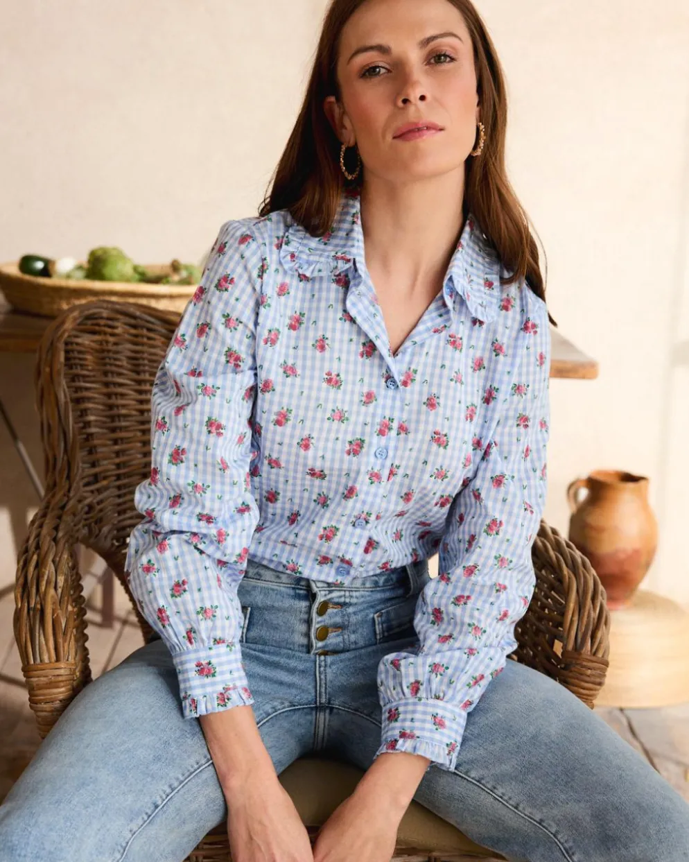 Camisa Vichy Rosas