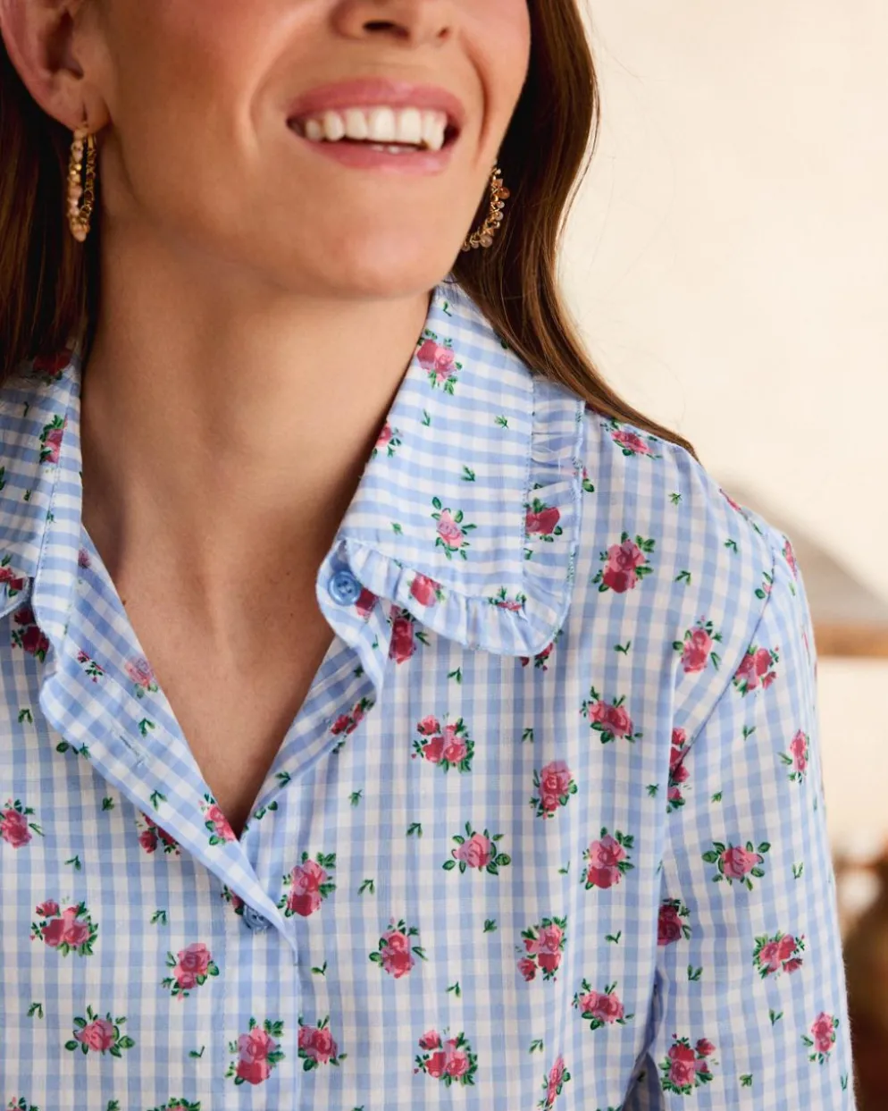 Camisa Vichy Rosas