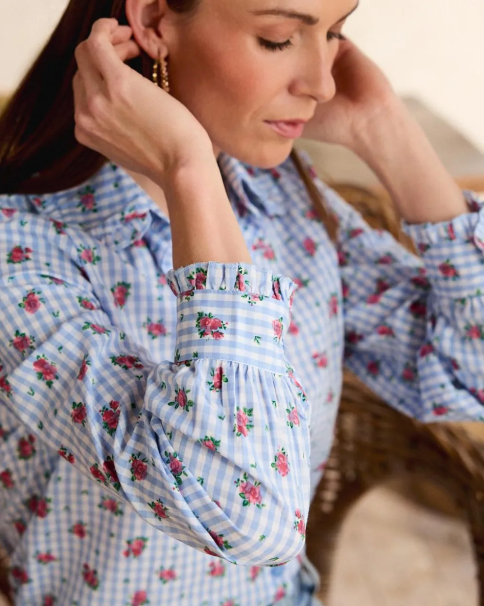 Camisa Vichy Rosas