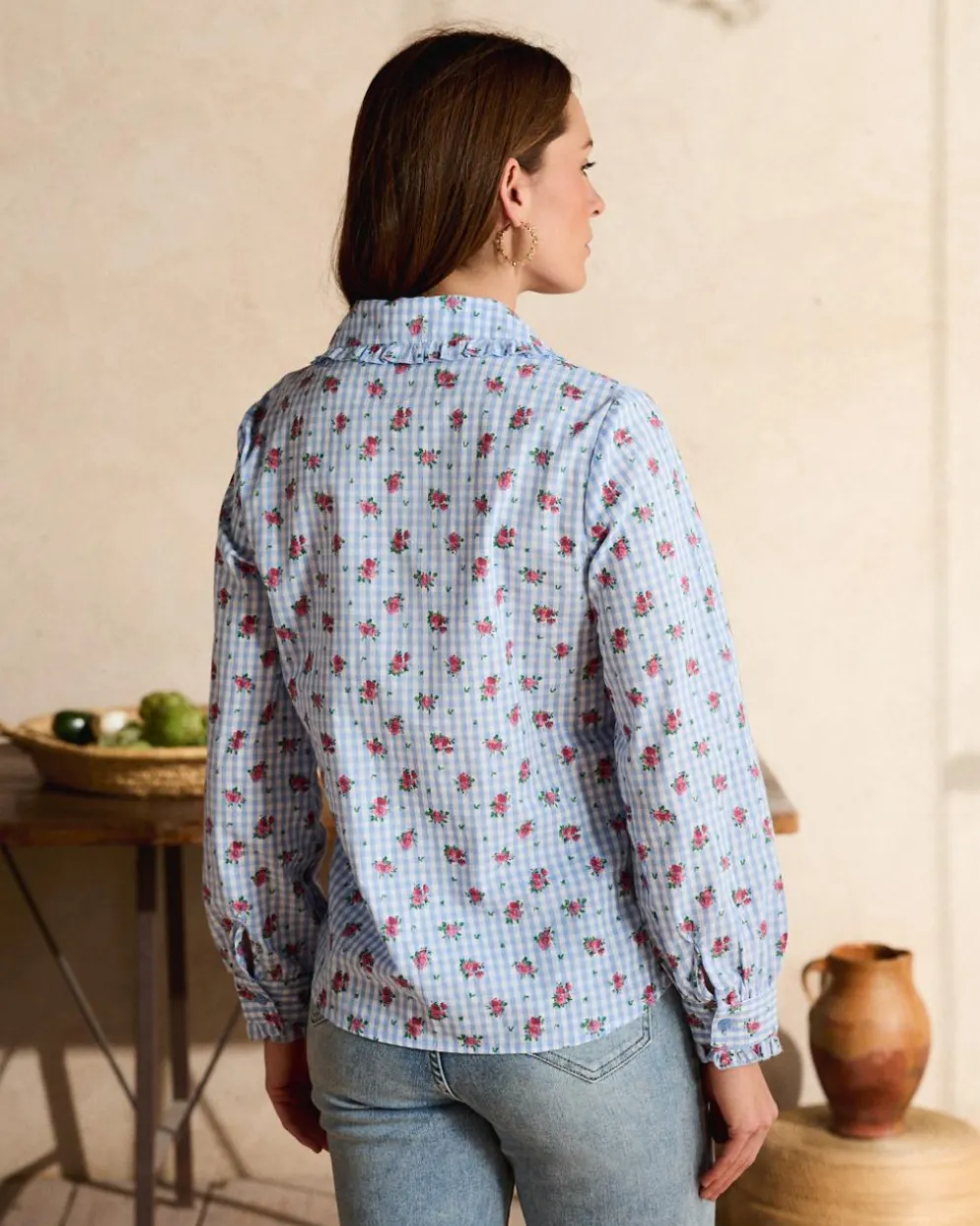 Camisa Vichy Rosas