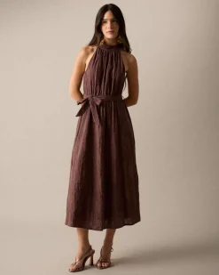 Vestido Bordado Cuello Halter
