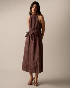 Vestido Bordado Cuello Halter