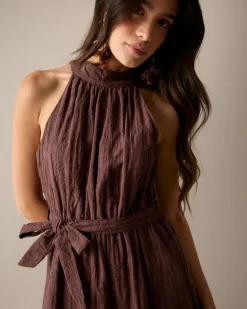 Vestido Bordado Cuello Halter