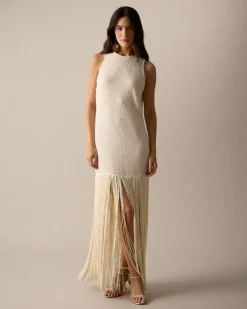 Vestido Largo Flecos Lira