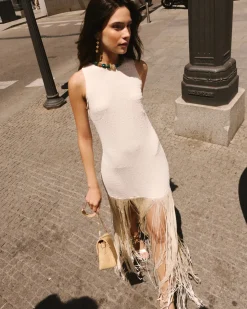 Vestido Largo Flecos Lira