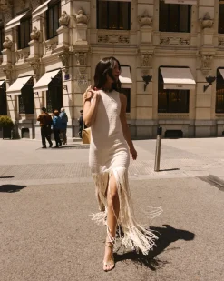 Vestido Largo Flecos Lira